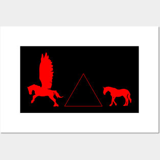 horses and triangular prism (red) Posters and Art
